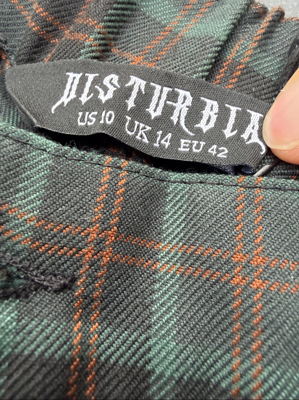 DISTURBIA Nightingale Split Tapered Trousers Green Plaid Size US 10 NEW NWT - Picture 4 of 12